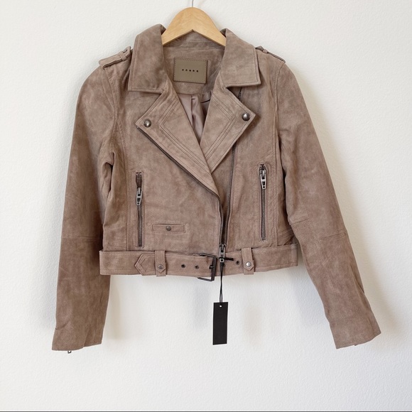 Blank NYC 100% Suede Leather Moto Biker Tan Jacket S - Picture 5 of 14
